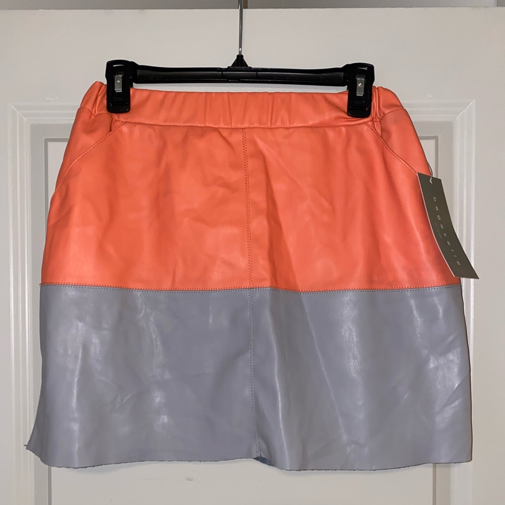 Bagatelle Coral & Grey Leather Skirt - NWT - Small